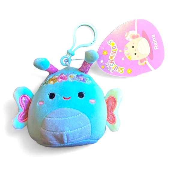 Squishmallows Reina Butterfly Keychain - Blue and Pink Delight - Picture 1 of 4